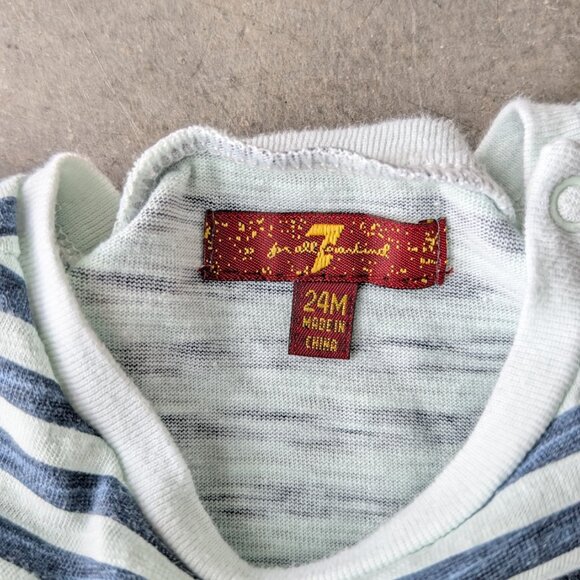 7 For All Mankind Blue Striped Short Sleeve Pocket Tee size 24M - Picture 4 of 6